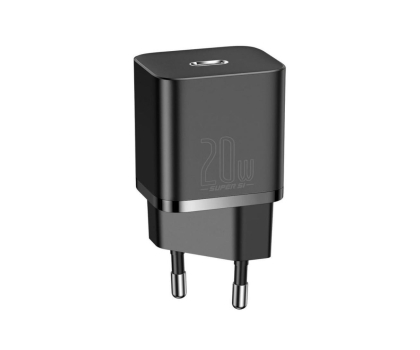 Ładowarka i akumulator BASEUS sieciowa Super Si Quick Charger 1xUSB-C 20W (czarna) CCSUP-B01